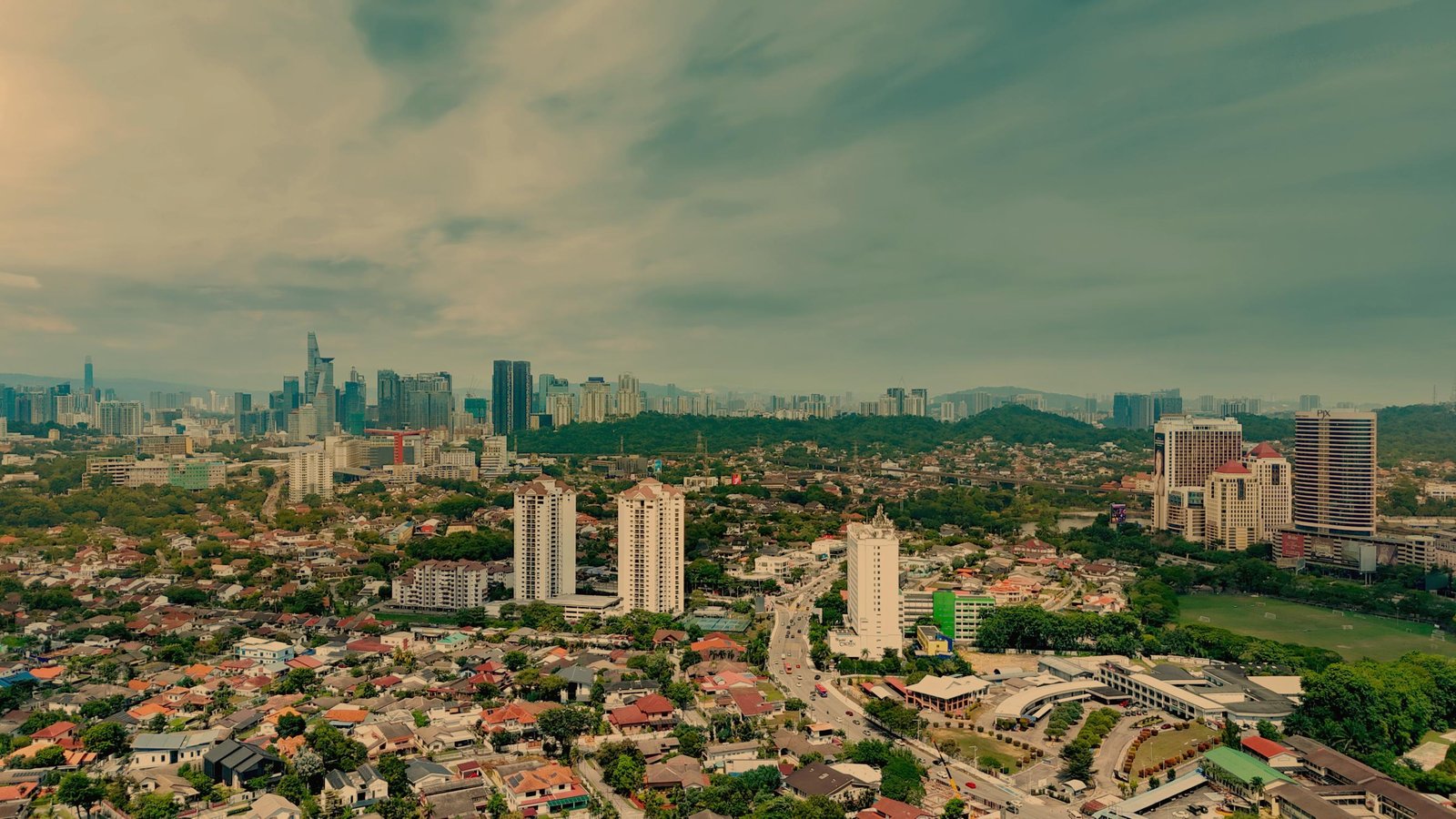 Aerial view across established Petaling Jaya neighbourhoods
